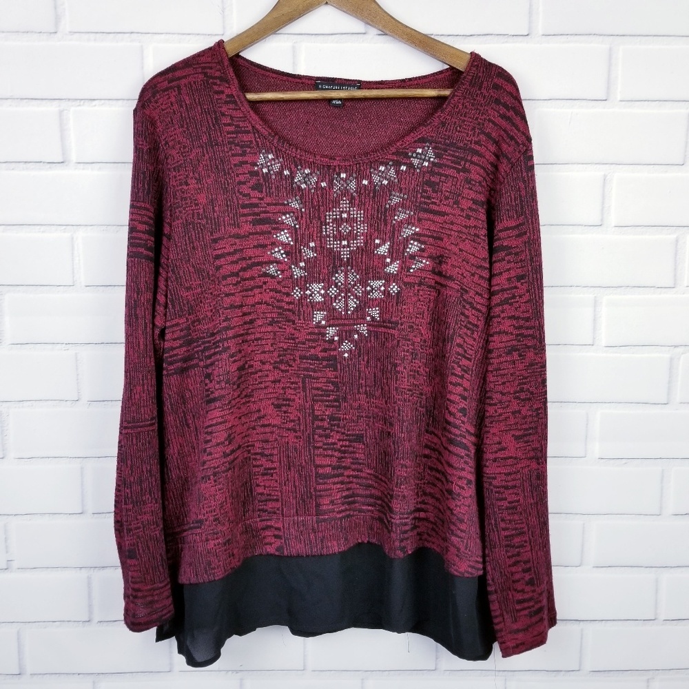 Signature Studio Womens Long Sleeve Aztec Top XL
